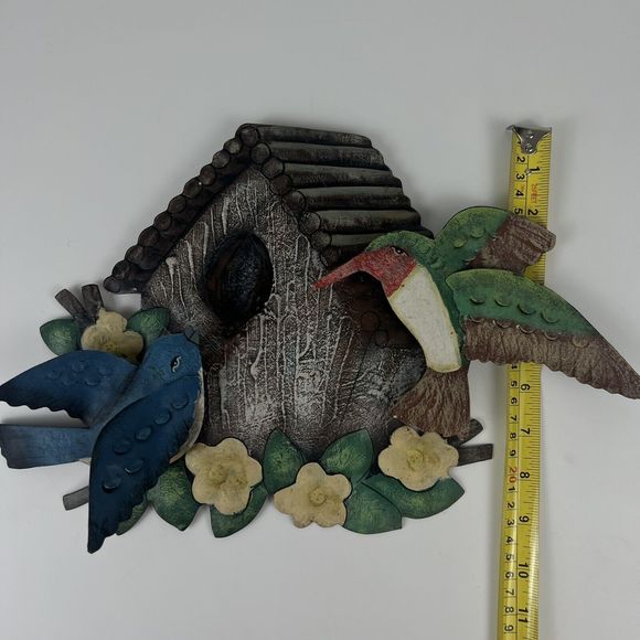 Vtg Hummingbird Bluebird Metal Wall Art Indoor/Outdoor Birdhouse - Picture 11 of 11